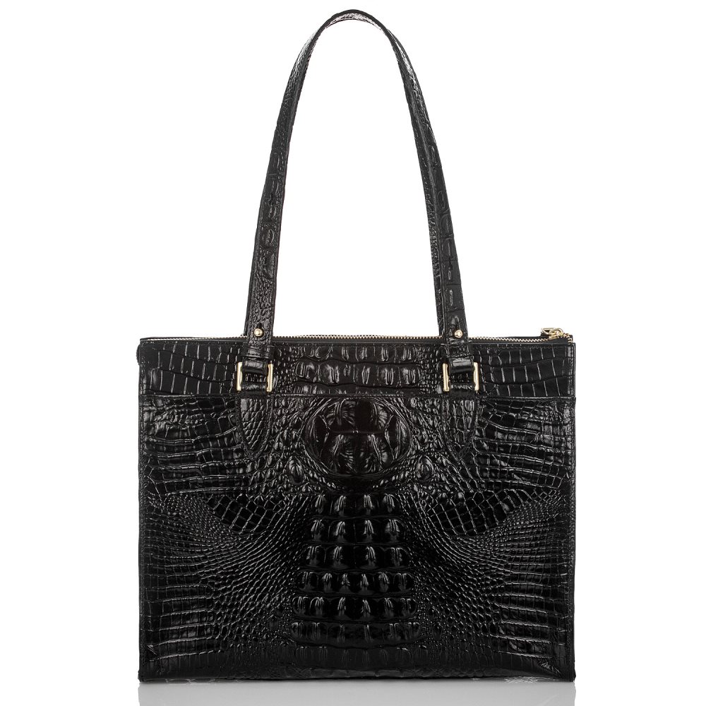 Brahmin Anywhere Tote | Black Leather Tote Handbag ID:Brahmin-202793