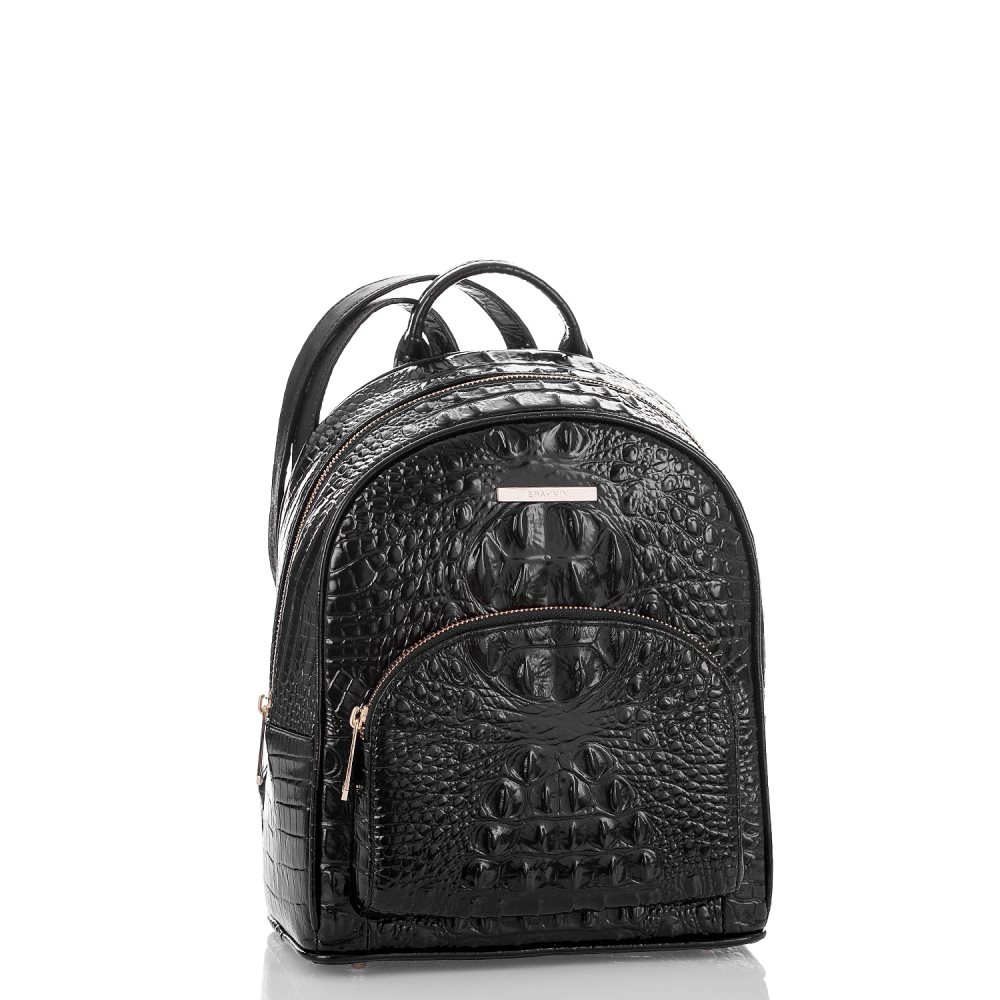 Brahmin Mini Dartmouth | Mini Black Leather Backpack ID:Brahmin-203515