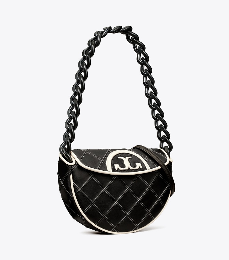Tory Burch MINI FLEMING SOFT CRESCENT BAG - Black Tory Burch MINI FLEMING SOFT CRESCENT BAG - Black