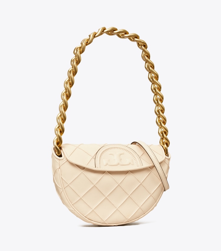 Tory Burch MINI FLEMING SOFT CRESCENT BAG - New Cream Tory Burch MINI FLEMING SOFT CRESCENT BAG - New Cream